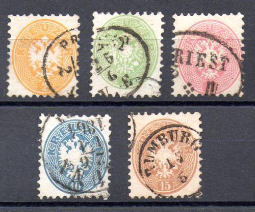 奥地利 1863/64 年 Yvert 27/31 (o)