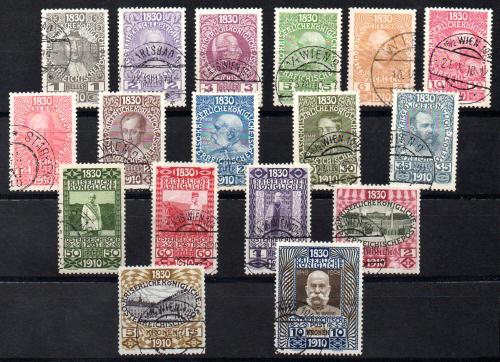 奥地利 1910 年 Yvert 119/35 (o)