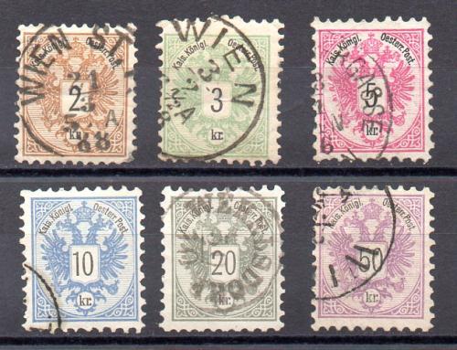奥地利 1883 年 Yvert 40/45 (o)