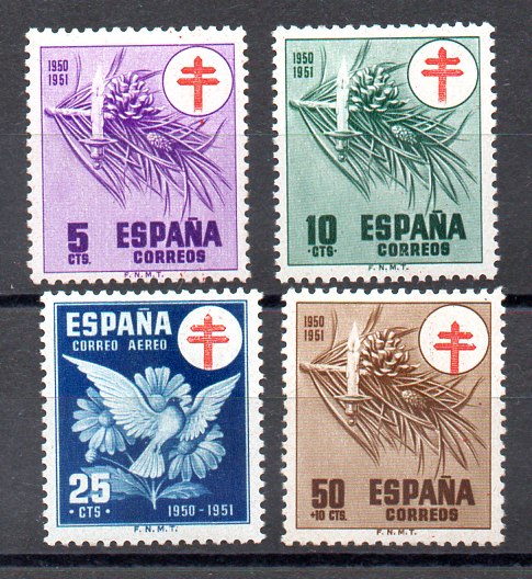 Pro Tuberculosos. Cruz de Lorena&nbsp;en rojo&nbsp;N&ordm; 1084/87 (**)