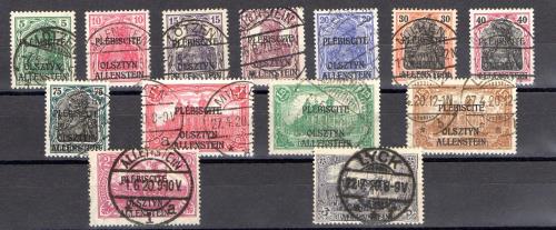 Sello de Allenstein Año 1920 Nº Michel 1/14 (o)