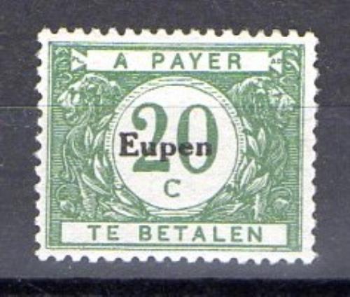 Sello de Eupen Ocupación Alemana en Bélgica Tasas Año 1920 Nº Yvert 3 (**)